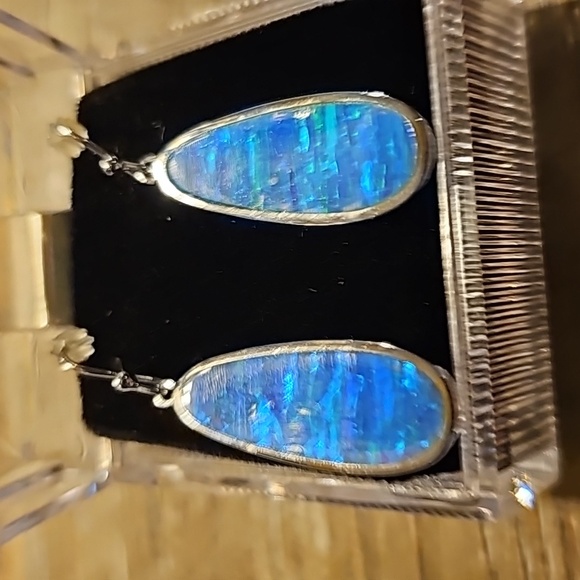 New Blue Opal sterling Earrings - Picture 3 of 5